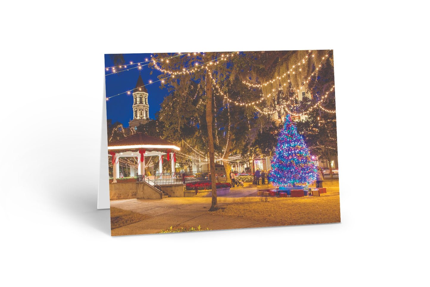 Pack 3 - St Augustine Nights of Lights Notecard packs, holiday scenes, white lights, downtown, Christmas, twinkle