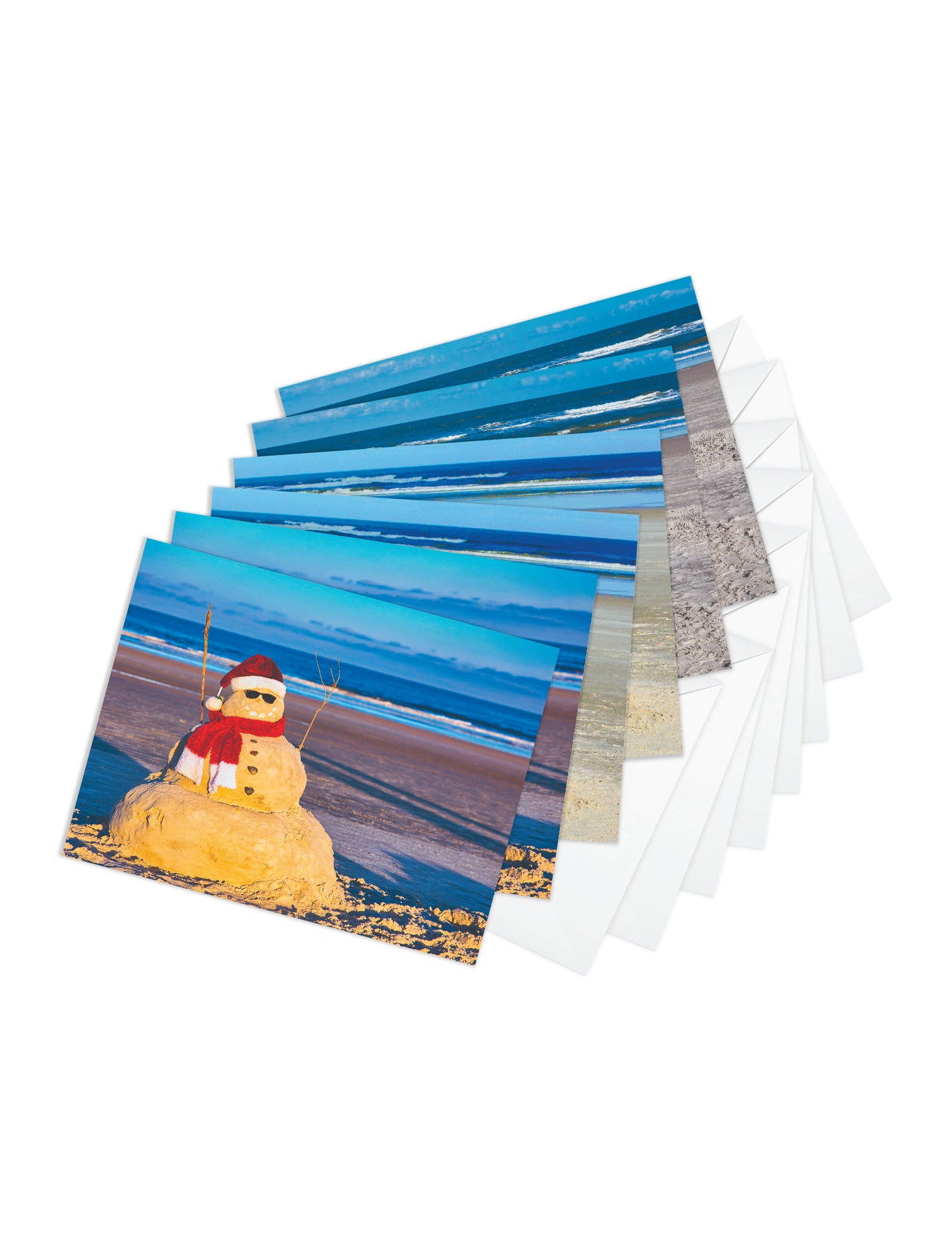 Pack 1 - Sand, Snowman, Notecard, packs, beach, Thank you, greetings, cards
