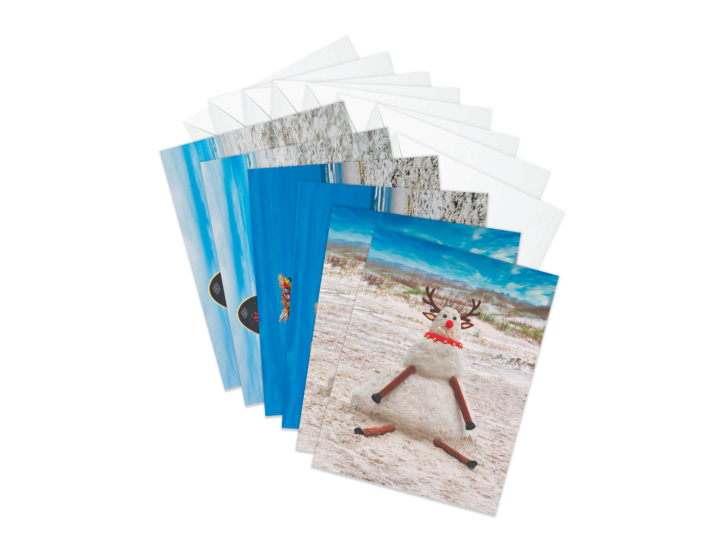 Pack 2 - Sand, Snowman, Notecard, packs, beach, Thank you, greetings, cards