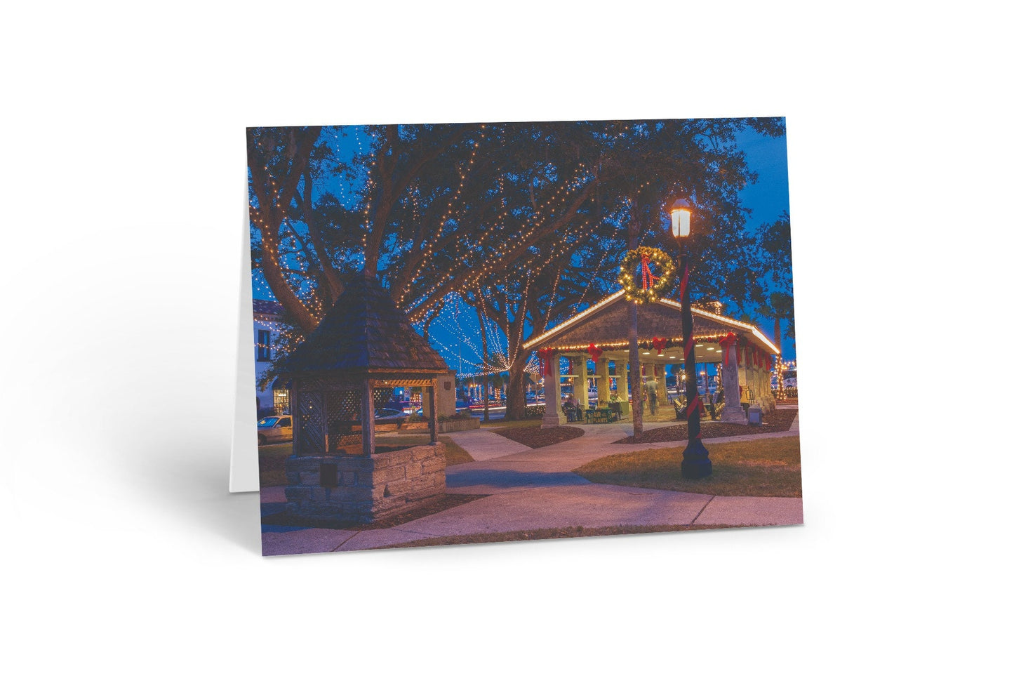 St Augustine Nights of Lights Notecard packs, holiday scenes, white lights, downtown, Christmas, twinkle