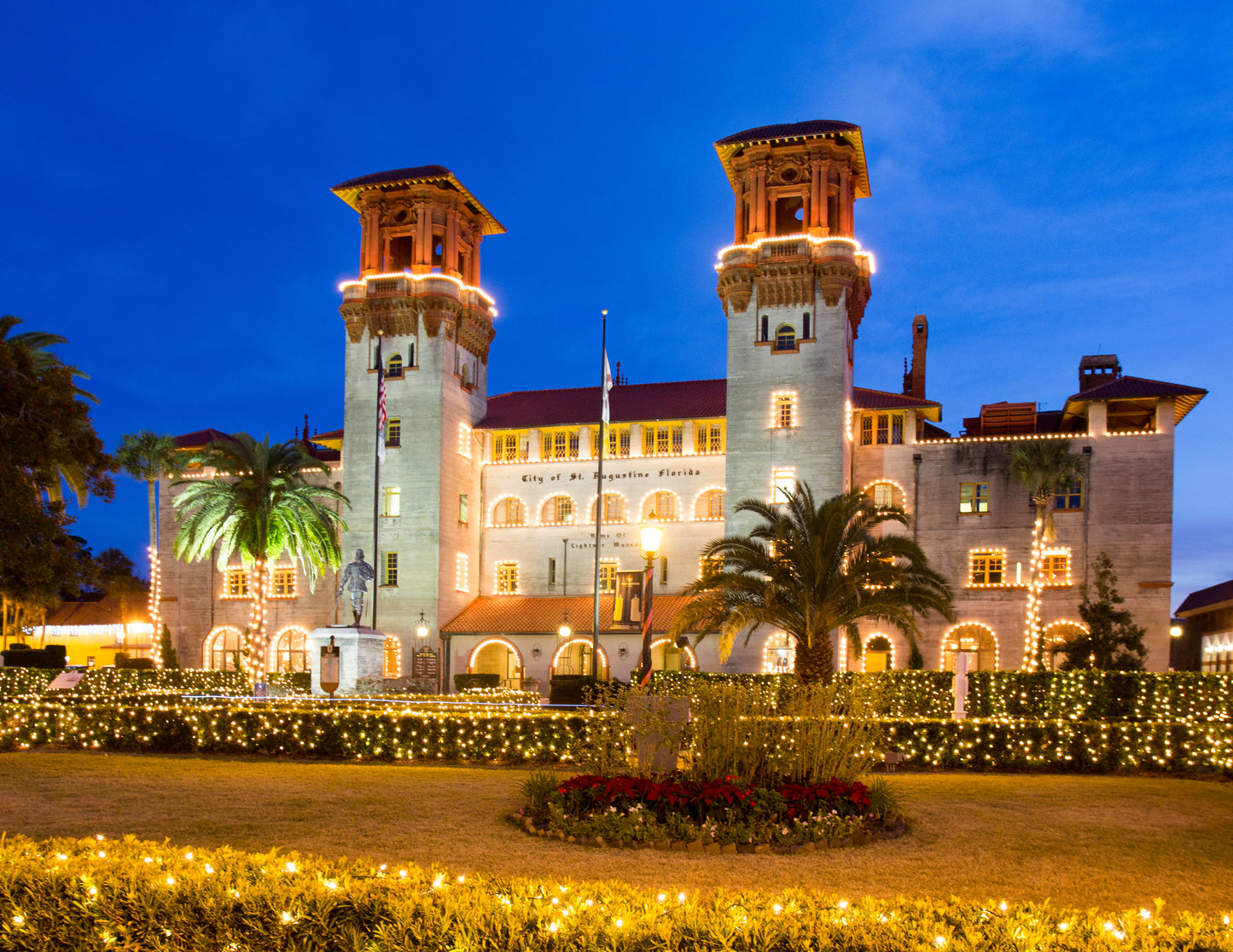 Pack LL3-4 - St Augustine Blank Nights of Lights Notecard packs, holiday scenes, white lights, downtown, Christmas, twinkle