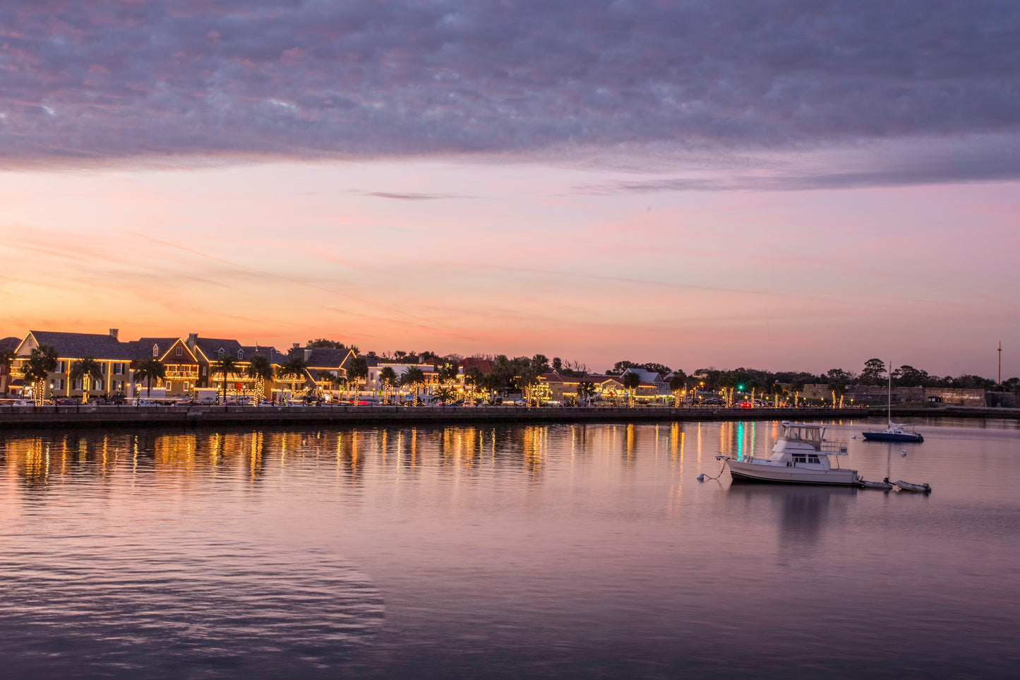 Pack LL3-4 - St Augustine Blank Nights of Lights Notecard packs, holiday scenes, white lights, downtown, Christmas, twinkle