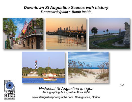 St Augustine Mixed Pack of Notecards of Downtown St Augustine LOLO version