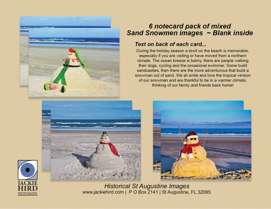 Pack 1 - Sand, Snowman, Notecard, packs, beach, Thank you, greetings, cards