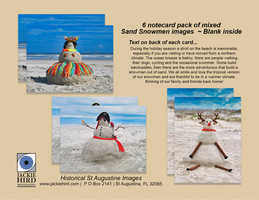 Pack 2 - Sand, Snowman, Notecard, packs, beach, Thank you, greetings, cards